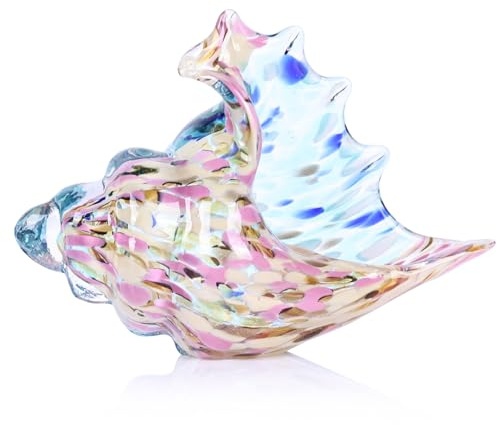 LCCCK - Scultura in vetro soffiato a mano a forma di conchiglia, figurine d'arte in vetro marino, decorazione per stanza in stile spiaggia, statue decorative in conchiglia rosa, decorazione per