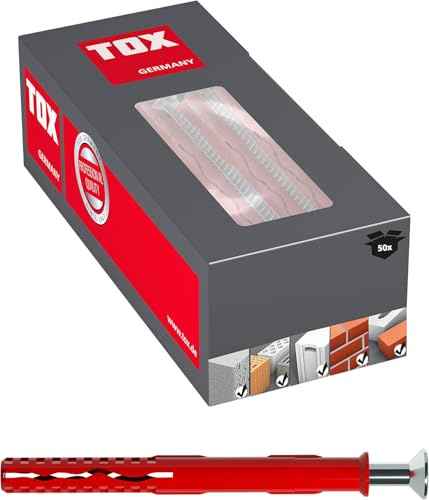 TOX Rahmendübel Fassad SK 10 x 120 mm + Schraube M, Dübel für sichere Befestigungen von Fassaden, Türen und Fenstern in fast allen Baustoffen, Durchsteckmontage, 50 Stück im Karton, 062101421