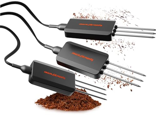 Spider Farmer GGS 3 in 1 Sensore per terreno Pro 3 pezzi, misuratore di umidità e temperatura EC con supporto RJ12 Controllo APP intelligente per giardino, tenda da coltivazione, stanza