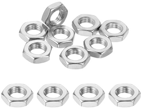 QUARKZMAN Dadi Esagonali M10x1.25mm, 12Pz Acciaio Inox 304 Filettatura Metrica Fine Dadi Di Bloccaggio Esagonali Per Uso E Macchinari, Larghezza 16mm / 0.63 Altezza 5mm / 0.2