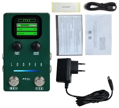 Dilwe Pedal Looper para Guitarra y bajo, Tiempo de Looping de 160 Minutos, 40 Ranuras, Pantalla Integrada, Puerto USB para Almacenamiento de Datos (Enchufe de la UE)