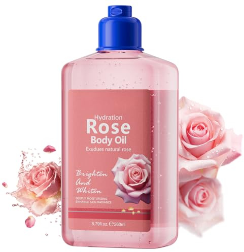 Rose Body Oil– Daily Moisturising & Nourishing Body Oil for Dry Skin, Skin Care Oil for Massage, Bath & Shower - Hydarting & Radiant Skin Care - With Light Rose Fragrance