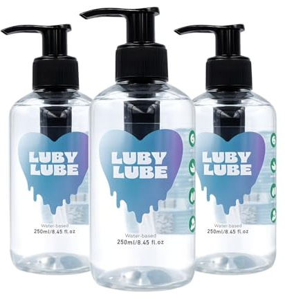 Luby Lube Water Based Personal Lubricant 250ml (3 Pack) – Silky Smooth, Non-Sticky & Long Lasting Unflavoured Sex Lube | Hypoallergenic, Paraben-Free, Condom Safe and Toy Compatible | Suitable for All