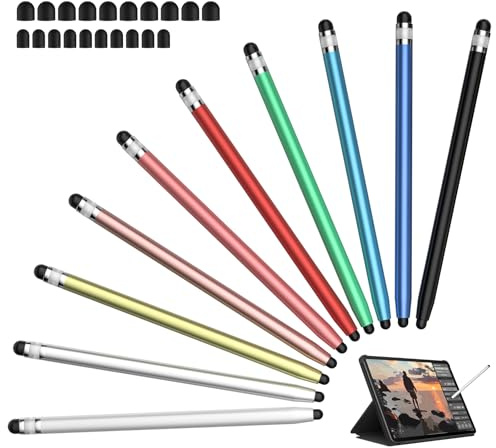 MEKO 2 en 1 Lápiz Capacitivo para Tableta, 10 Paquetes con 20 Puntas de Goma, Lápiz Capacitivo Universal para Pantalla Táctil Compatible con iPad, Android, iPhone, Samsung, Huawei, Xiaomi, etc