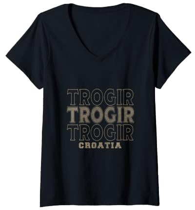 Femme Vintage Trogir Croatie T-Shirt avec Col en V