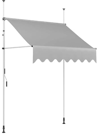 Infällbar vattentät uteplats markis – manuellt solskydd för utomhusbruk justerbar baldakin för terrassdörrar och fönster (E1 66,93 x 59 tum/170 x 150 cm)
