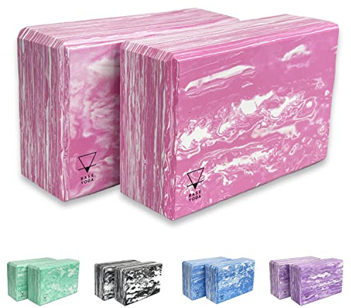BASE YOGA - Blocchi yoga, set da 1/2 pezzi, mattoncino yoga in schiuma EVA leggera (Rosa x 2)