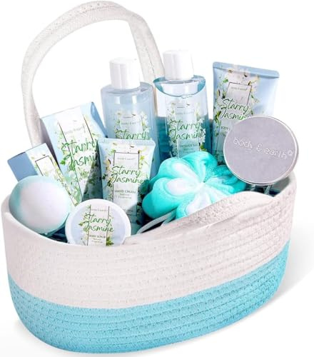 BODY & EARTH Set de Regalo Mujer 11 Pcs Aroma de Jazmín Incluye Esencial, Sal de Baño, Gel de Ducha, Loción Corporal, Manos Crema, Regalos Mujer para Navidad Cumpleaños