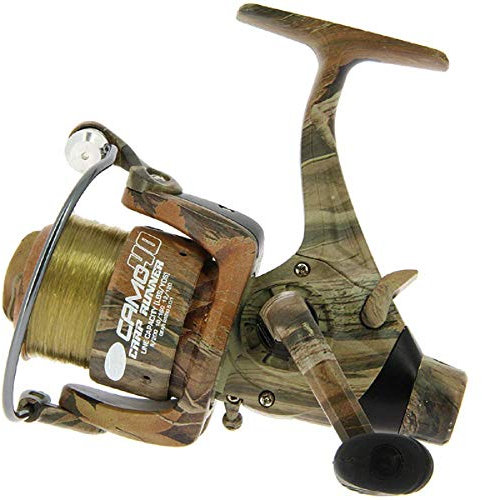 G8DS® Freilaufrolle Carp Runner Camo 40 mit 12lb Schnur 3Kugellager mit Ersatzspule Karpfen Angeln Schnur