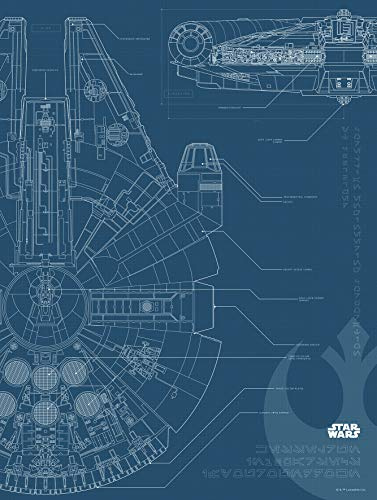 Komar Wandbild | Star Wars Blueprint Falcon | Kinderzimmer, Jugendzimmer, Dekoration, Kunstdruck | ohne Rahmen | WB176-30x40 | Größe: 30 x 40 cm (Breite x Höhe), Bunt