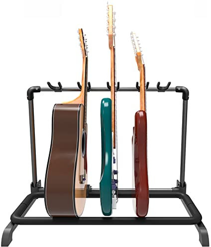 GUITTO Gitarrenständer Multi Faltbarer Universal Display Guitar Rack Tragbarer Gitarrenhalter für Band Bühne Bass Akustik Gitarre -5 Halter GGS-07