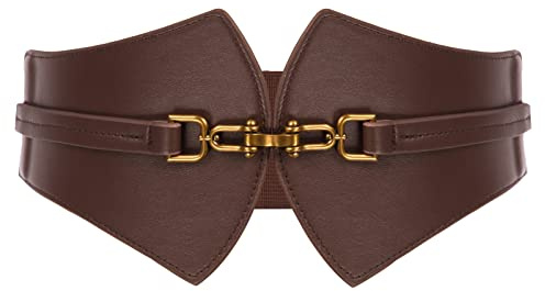 GRACE KARIN Women Stretchy Belt for Dresses Vintage Elastic Wide Waist Belt Dark Brown XL