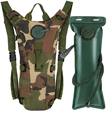 Outplea Taktischer Trinkrucksack mit 3L Wasserblase, Leichter Fahrradrucksack mit Trinkblase, Wasserrucksack für Laufen Radfahren Wandern, Dschungel Camo
