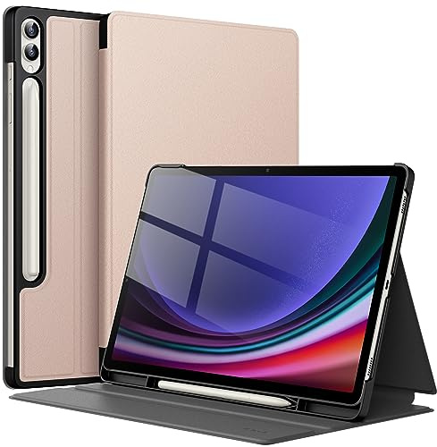 JETech Hülle für Samsung Galaxy Tab S10 Plus/Tab S9 Plus 12.4 Zoll mit S Pen Halter, Schlank Folio Ständer Tablet Schutzhülle, Multi-Winkel Ansehen (Roségold)