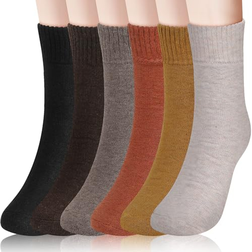 AdWon Womens Warm Socks 6 Pairs Wool Thermal Socks Winter Socks Casual Sock Ladies Length Comfy Thick Socks