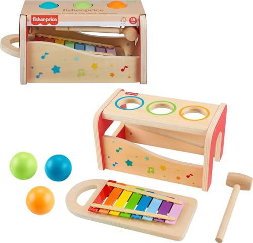 Fisher-Price Wooden Xylophone for Toddlers - 6 Pieces Wooden Musical Activity for Preschool Kids from 18 Months