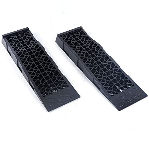 Mermajestic Juego de rampas de acceso para automóviles, de 3 toneladas hasta 85 mm, de plástico, con protección contra sobrecarga, cuñas para autocaravanas, nivelación fácil y sin niveles