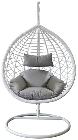 Milani Home - sedia sospesa da giardino in acciaio bianco, poltrona relax per terrazzo e veranda