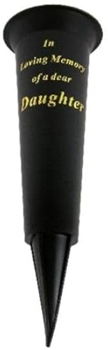 Jarrón especial para tumbas conmemorativas con pinchos en memoria amorosa, jarrón conmemorativo especial para tumbas, soporte de flores de cementerio de plástico con estaca, (1, hija)