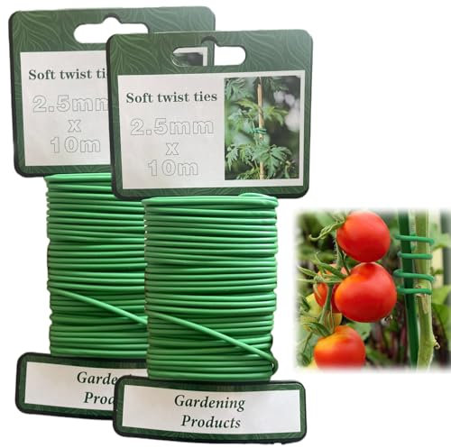 KLLJ Jardín Planta Lazos,2pcs Alambre de Jardín,Lazos Suaves para Plantas,Alambre Metal Recubierto PVC para Ligadura Jardín,Alambre de Tensión Valla, DIY