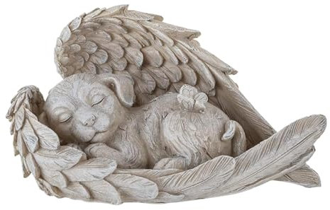 JAONLD Estatua Conmemorativa de Perro para Mascotas 11 x 8 cm, Estatua de Perro de Resina, Estatua Conmemorativa de Perro Mascota, Adecuado para Tumbas de Jardín, Recuerdos Domésticos (Perro Angel)