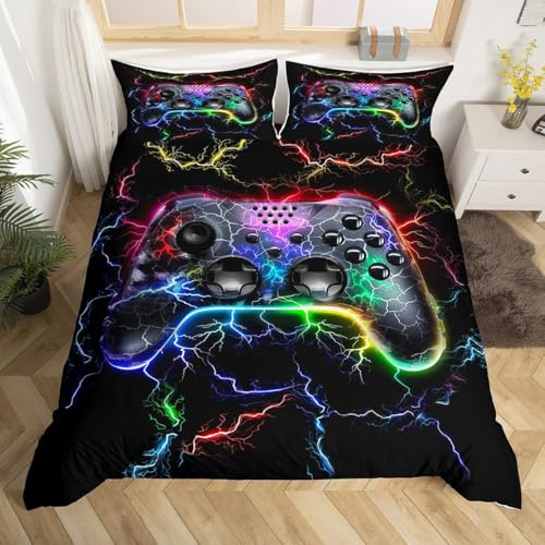 RZPFQB Console Jeu vidéo Parure de Lit 200 x 200 cm Gamer Housse de Couette pour Enfant GarçOn Fille Ado Game Controller Linge de Lit Microfibre Couvre Lit