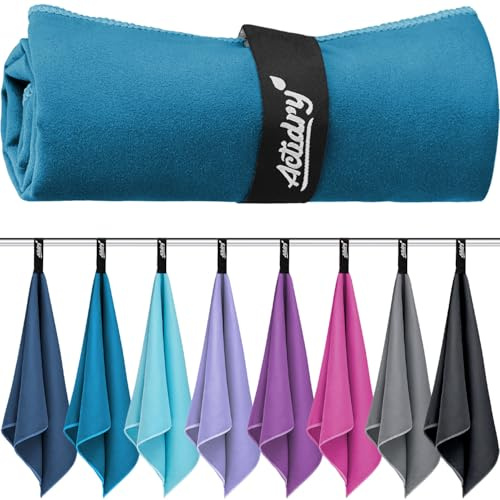Actidry Serviette Microfibre M (70x140 cm) - Séchage Rapide, Gym et Sport pour Voyage, Camping, Fitness - Bleu Pétrole