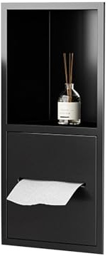 Armadietto da parete moderno in acciaio inox da incasso, impermeabile, per carta igienica e articoli da toeletta, elegante ripiano doccia per uso domestico e alberghiero