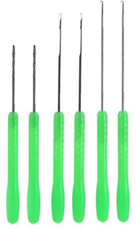 Cocoarm Ensemble D'aiguilles pour Appâts de Pêche, Aiguille à Percer en Acier à Haute Teneur en Carbone pour Fabriquer des Montages, avec Manche en Plastique Antidérapant, pour Sorties