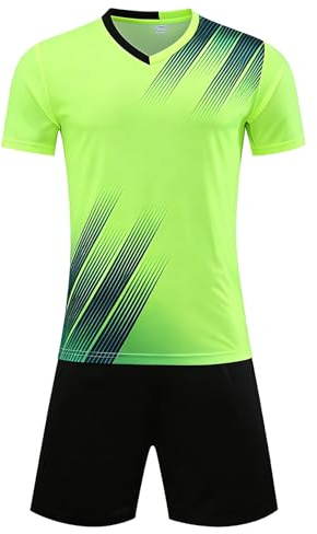 JiaYouLC Kids Football kit Football Jersey for Boys Girls Age 3-12 Breathable Training Shorts and T-shirt Sets Youth Sports Outfit Uniform (Green, 11-12 Years/S)