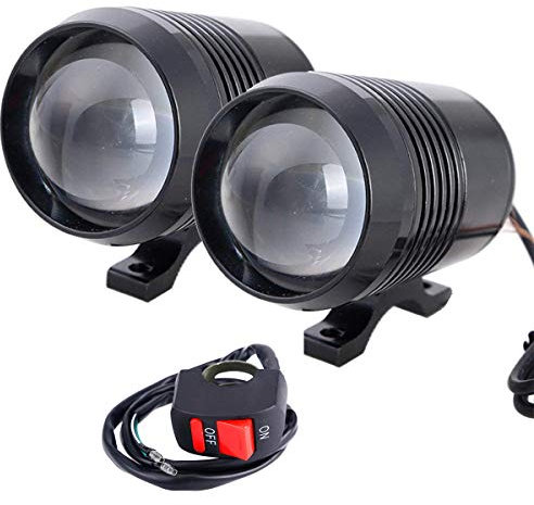 2 pezzi faro moto 6500K bianco colore U2 moto luce del punto per moto ATV camion, auto bicicletta barca con interruttore off/on colore nero/bianco