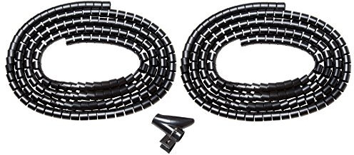 Black Cable Tidy Sleeve 6m - Flexible 20mm Cable Organizer for Cable Management - Durable Spiral Cable Wrap for Wire Protection - Protective Cable Cover for a Safe and Clutter Free Home - Deskit