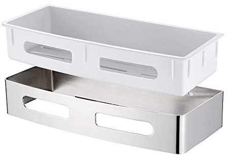 Ibergrif - Selbstklebende Duschablage, Duschregal Ohne Bohren, Edelstahl Duschkorb, Chrom, Silber