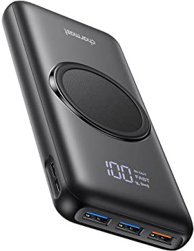 Charmast Power bank wireless 15W 20000mAh, 22.5W USB A & 20W USB C PD QC 3.0 Caricatore portatile Carica Rapida LED Display Batteria Portatile con 4 uscite & 3 Ingressi per smartphones e Tablet