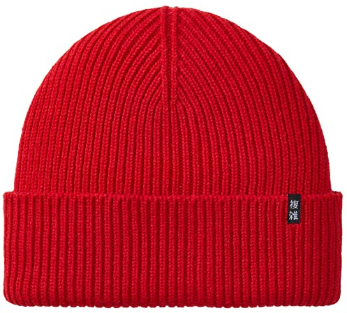 Enter the Complex® Merino Winter Mütze - Tao - 100% Merino Wolle, Beanie, Watch Cap, Strickmütze, Weich und Elastisch, Grobstrick, Damen und Herren, Rot