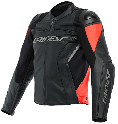 Dainese veste combi en cuir veste combi de moto Racing 4 veste de combinaison en cuir noir/rouge fluo 56, Hommes, Sportler, été