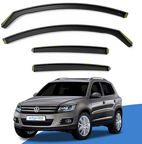 EdgeVisors Wind Deflectors for Volkswagen VW Tiguan MK1 5 Door SUV 4pc | 4pc Set, In-Channel Rain Guards & Accessories