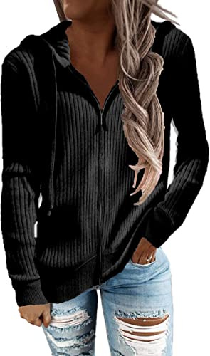 GRMLRPT Sweat à Capuche Légere Femme Blouson Zippé Femme Veste de Sport Cardigan Manches Longues Veste Automne et Hiver Casual Outdoor Basic (Noir,S)