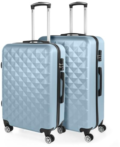 ITACA - Resväskor Set 4 hjul - Resväska Set 2 ST. - Stor resväska och medium resväska - Reseväskor Set ABS Materialbeständig och lätt med TSA hänglås, Ljusblå