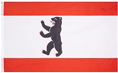 MUWO Flagga 16 tyska förbundsländer + Mallorca 90 x 150 cm, dubbelsidig trädgårdsflagga, väderbeständig fanflagga, polyester landsflagga Tyskland, med metallöljetter (Berlin)