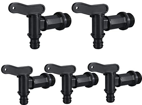 ZYWUOY Robinet de rechange pour citerne d'eau en plastique et écrou pour seau de rangement de jardin, baril de pluie, clipsable ou emboîtable, noir
