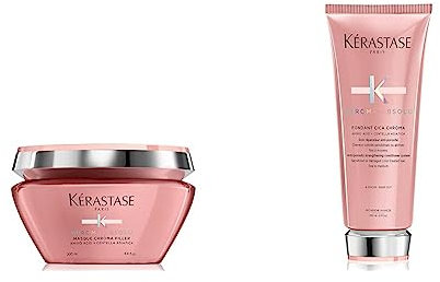 Kérastase | Haarmaske für strapaziertes und coloriertes Haar, Gegen Haarbruch und Porosität & Kérastase | Haarspülung für dünneres, strapaziertes oder geschädigtes und coloriertes Haar