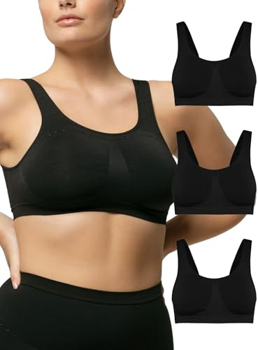 POMPEA 3 Pezzi Reggiseno Senza Ferretto e Senza Cuciture con Sistema di Sostegno, Brassiere Morbida ed Elastica con Spalla Larga
