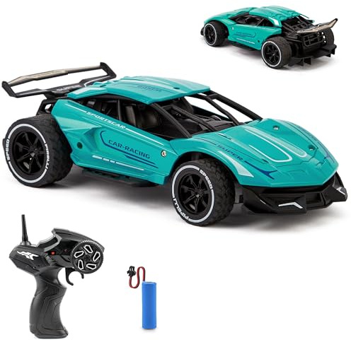 CMJ RC Cars Alloy RC Remote Control Car - Rechargeable Battery, 1:20 Scale Grey Monster, Up to 10MPH with Precision 2.4Ghz Radio Remote Car, Durable Design for All Ages (Green)