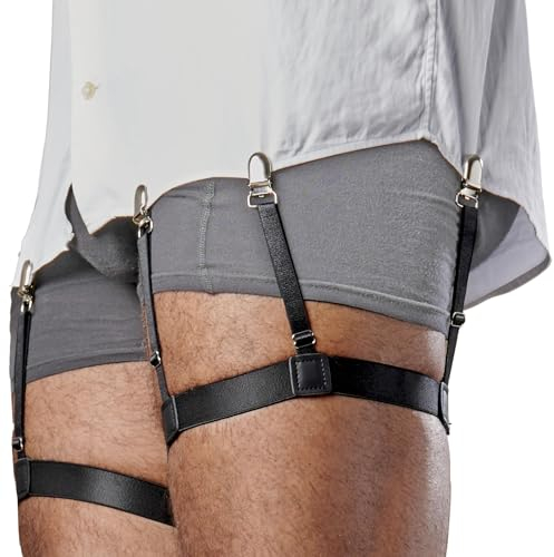 STAY GENT Shirt Stays Sujeta Camisas Hombre Estancia de Camisa, 1 Paire Ajustable Elástico Tirantes para Camisa con Pinzas Antideslizantes para Mete la Camisa en Pantalón - Policia/Militar/Negocios