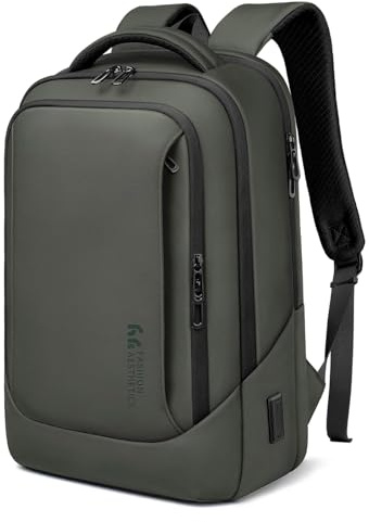 HEROIC KNIGHT Zaino per Computer Portatili da Uomo Zaini per PC portatili da 15,6 pollici, con porta USB antifurto Grande Capacità Resistente all'Acqua per lavoro Quotidiano Viaggio Università-Verde