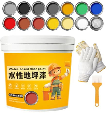 XIRUJNFD Waterproof Water-Based Epoxy Floor Paint, 300G 1/2/3Pcs Quick-Dry Anti-Slip Water-Based Floor Paint, Water-Based Garage Floor Paint, Concrete Floor Paint (1,Iron Brown)