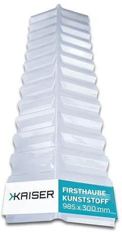 KAISER plastic® Cappa di colmo trasparente, copertura per tetto, tetto ondulato, in plastica, pannelli per tetti resistenti agli agenti atmosferici, tettoia, trapezio, 76/18 – 30 x 98,5 cm, 1 pezzo.