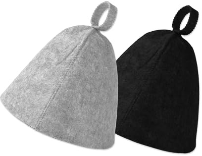 Set di 2 cappelli da sauna comodi per sauna, cappelli da sauna in lana infeltrita, adatti per tutti gli adulti accessori da bagno