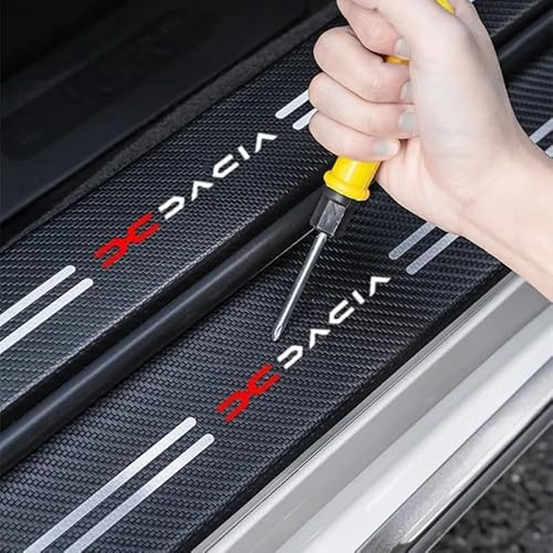 BUSDPL 9 Piezas Estribos Protección de Umbral de Puerta para Dacia Sandero III/Sandero Stepway III 2021-2023 2024, Cinta Decoración Umbral Carbono Bienvenidos Pedal Accesorios Coche